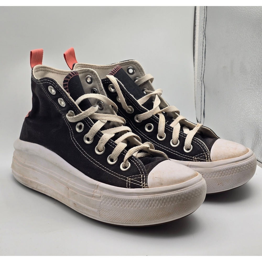Converse Chucks All Star Move High Top Black Pink Kids Platform Sneakers 4.5